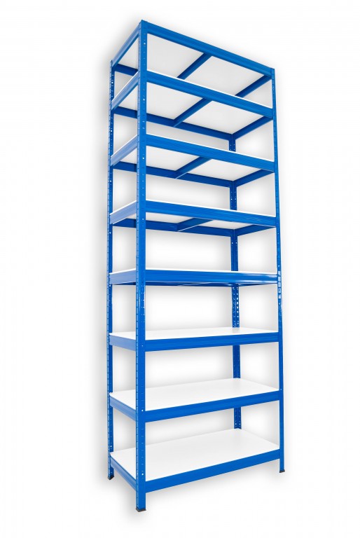 Kovový regál policový Biedrax 50 x 75 x 210 cm, modrý - 8 políc biele lamino 12mm