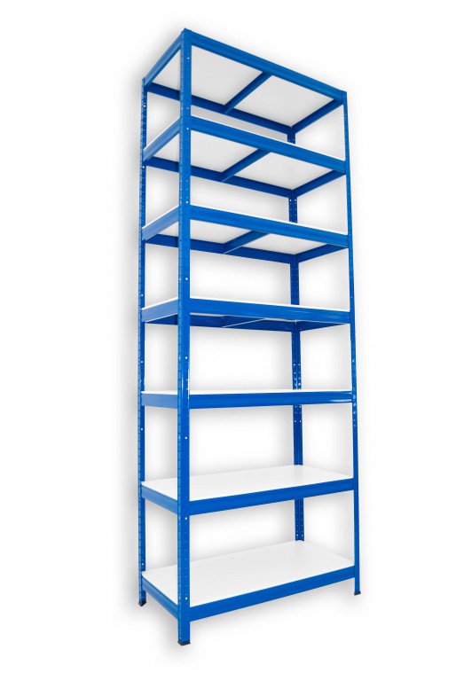 Kovový regál policový Biedrax 50 x 75 x 240 cm, modrý - 7 políc biele lamino 12mm