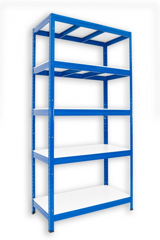 Kovový regál policový Biedrax 50 x 120 x 180 cm, modrý - 5 políc biele lamino 12mm