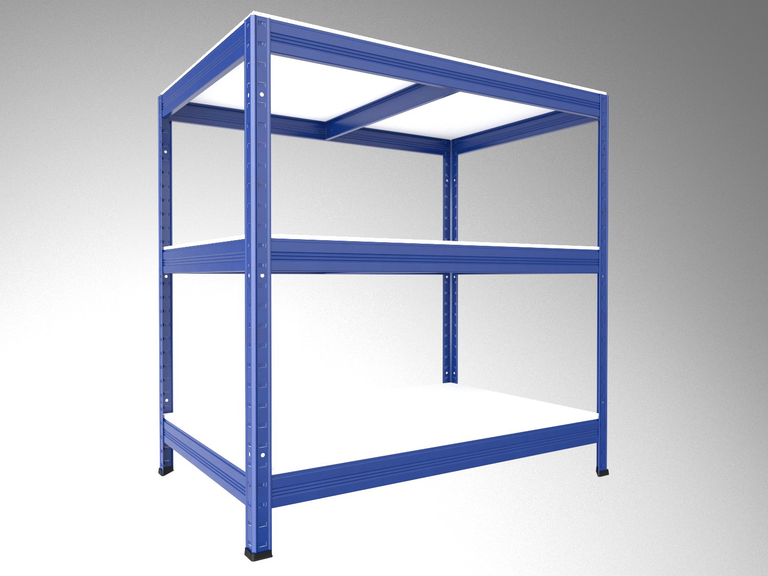 Kovový regál policový Biedrax 60 x 60 x 90 cm, modrý - 3 police biele lamino 12mm