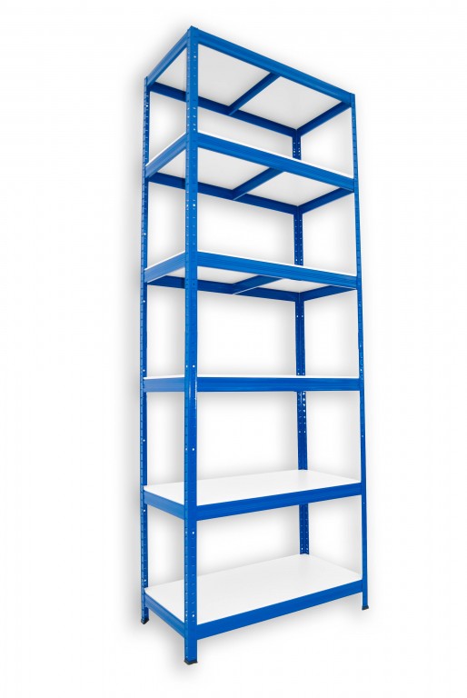 Kovový regál policový Biedrax 60 x 75 x 210 cm, modrý - 6 políc biele lamino 12mm