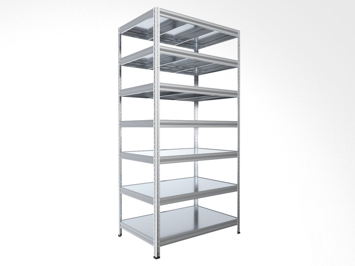 Kovový regál policový Biedrax 45 x 90 x 210 cm, pozinkovaný - 7 políc pozink