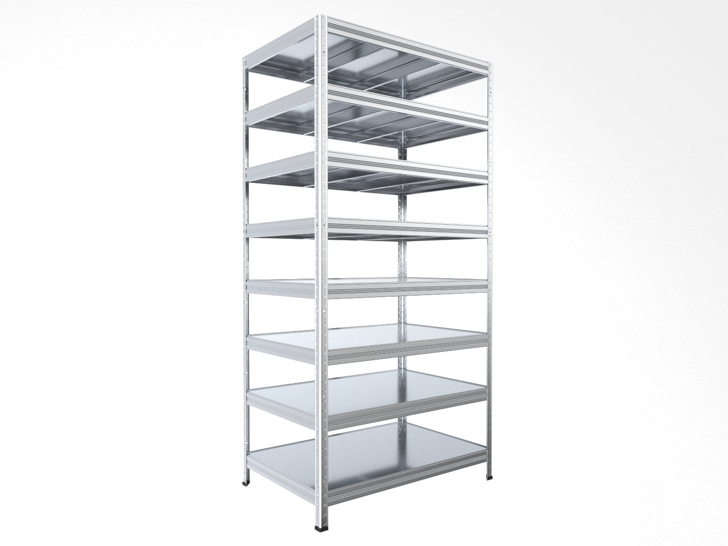 Kovový regál policový Biedrax 45 x 120 x 210 cm, pozinkovaný - 8 políc pozink