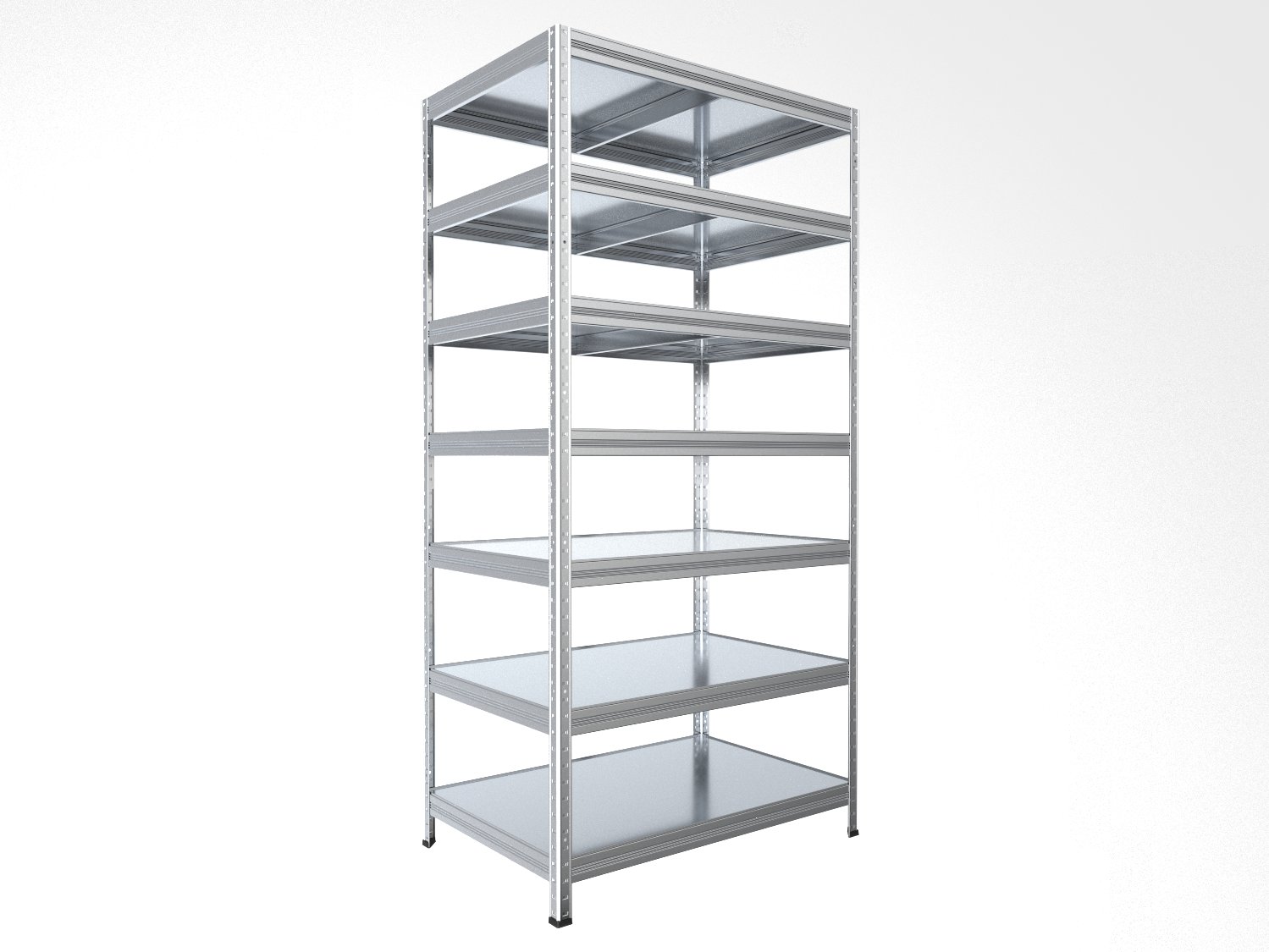 Kovový regál policový Biedrax 45 x 75 x 270 cm, pozinkovaný - 7 políc pozink