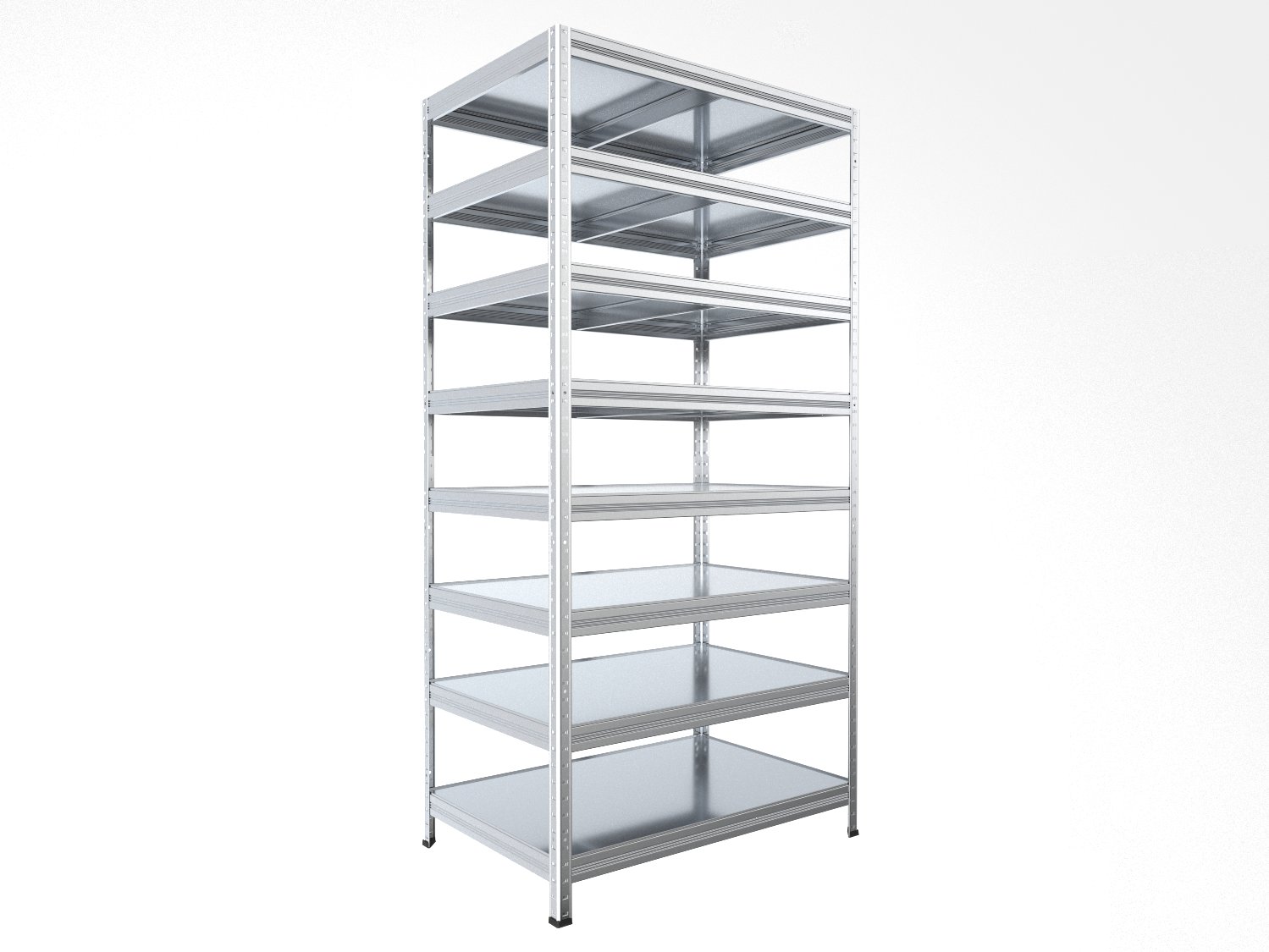 Kovový regál policový Biedrax 45 x 75 x 270 cm, pozinkovaný - 8 políc pozink