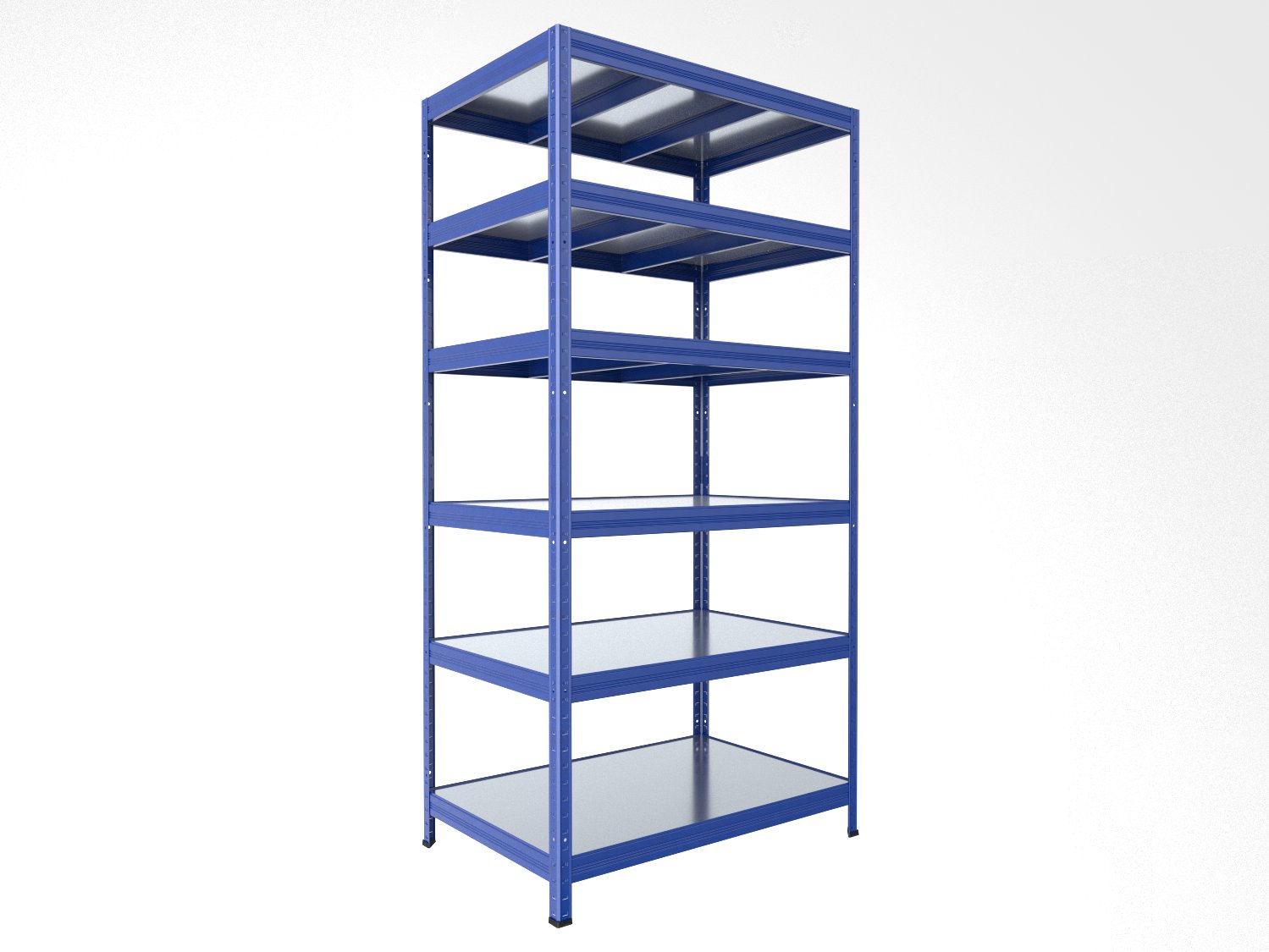 Kovový regál policový Biedrax 50 x 90 x 210 cm, modrý - 6 políc pozink
