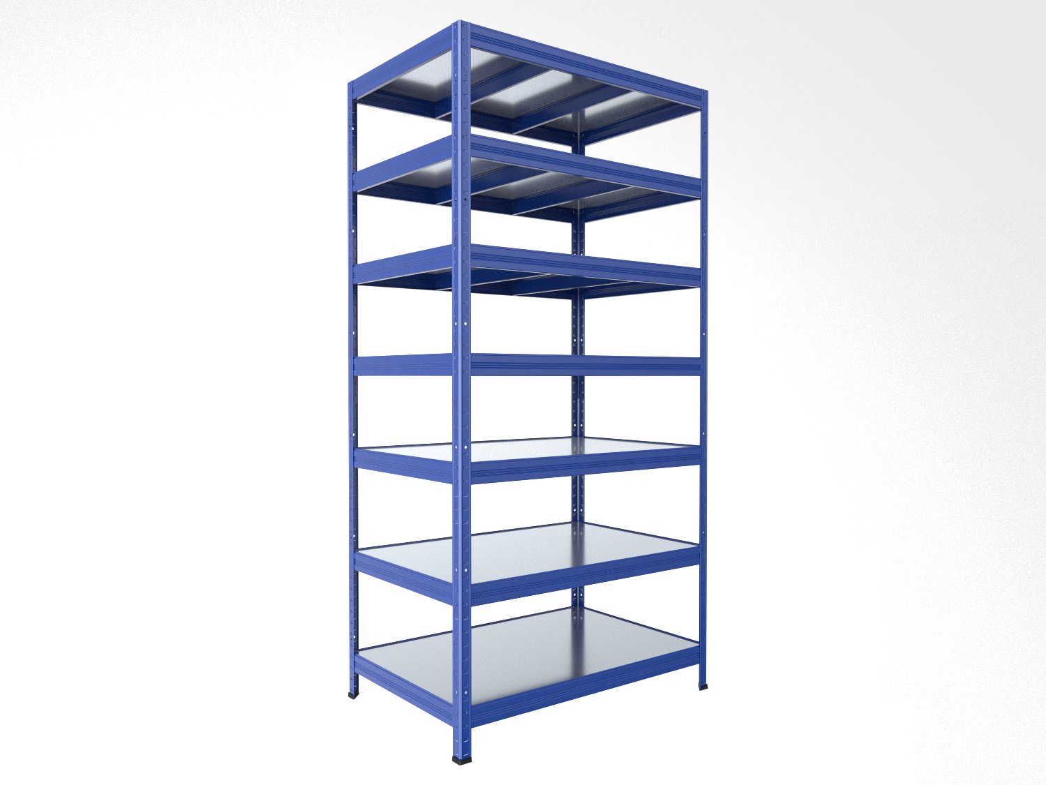 Kovový regál policový Biedrax 60 x 90 x 210 cm, modrý - 7 políc pozink