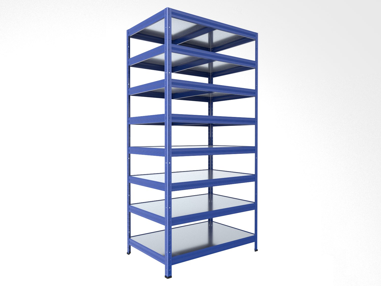 Kovový regál policový Biedrax 45 x 75 x 210 cm, modrý - 8 políc pozink
