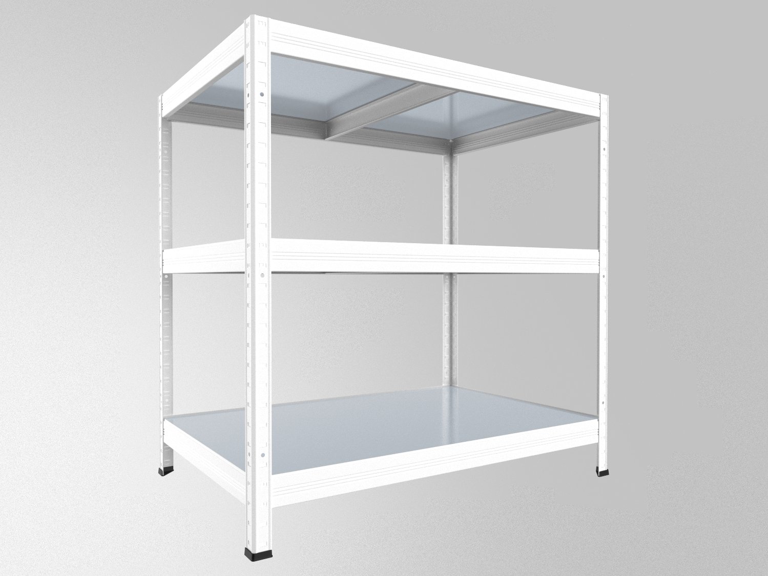 Kovový regál policový Biedrax 35 x 75 x 90 cm, biely - 3 police pozink