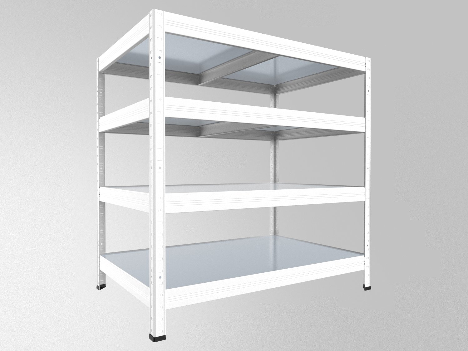 Kovový regál policový Biedrax 35 x 75 x 90 cm, biely - 4 police pozink