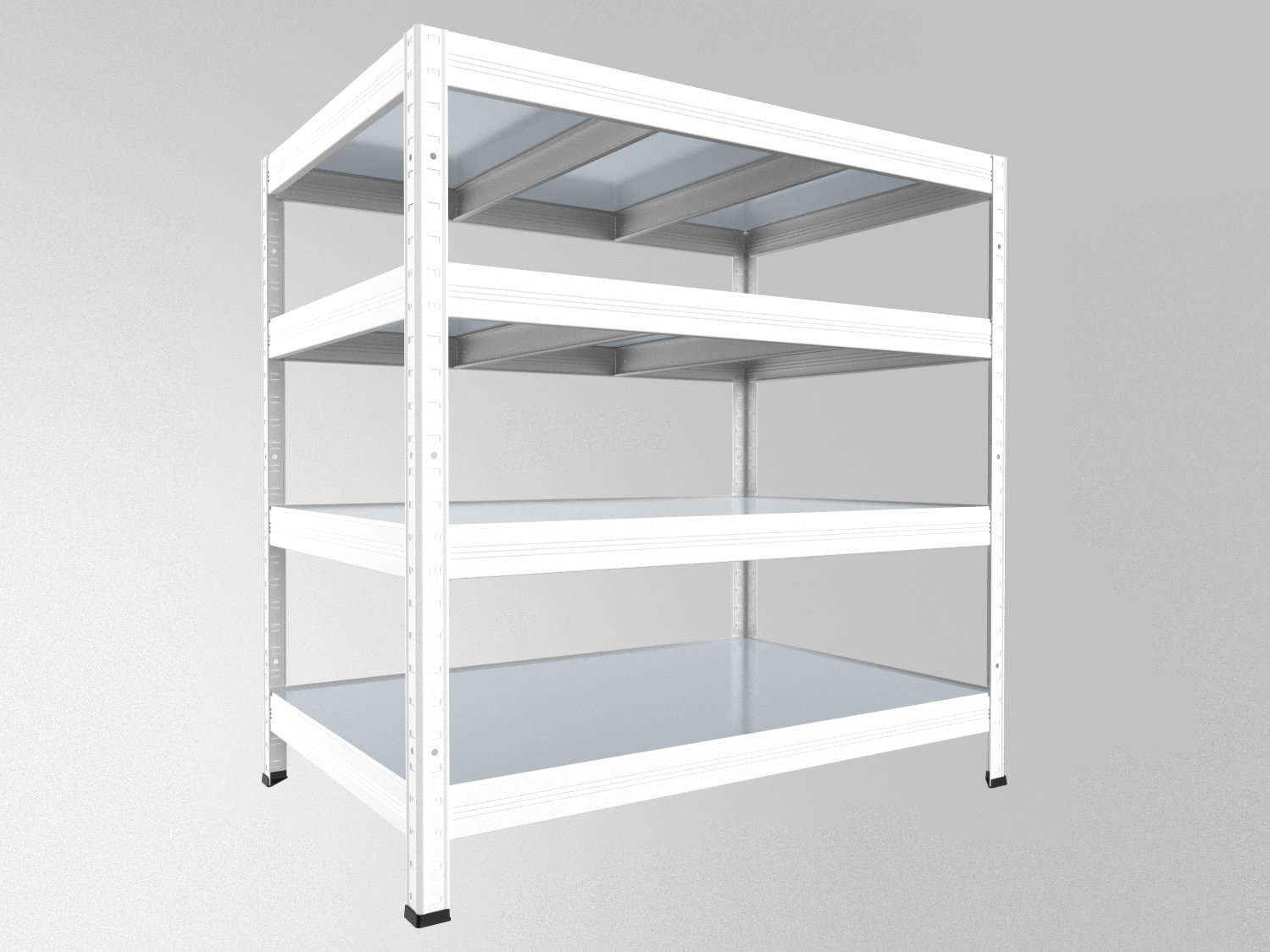 Kovový regál policový Biedrax 50 x 120 x 90 cm, biely - 4 police pozink