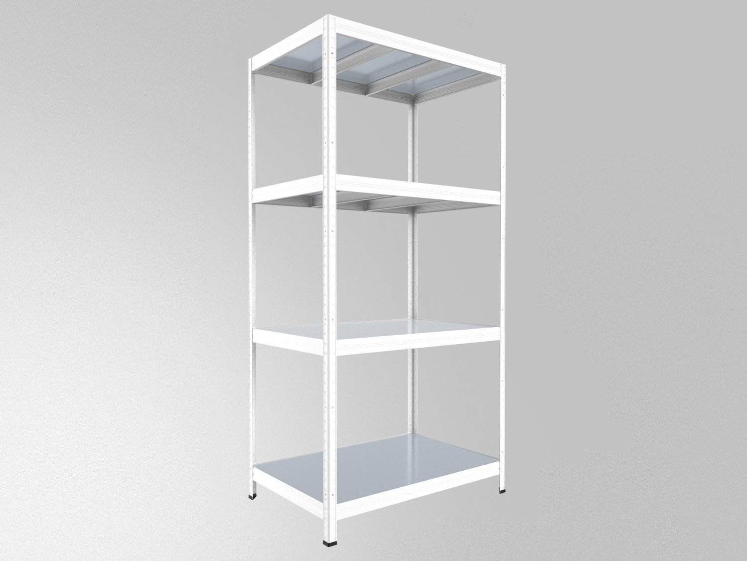 Kovový regál policový Biedrax 45 x 120 x 180 cm, biely - 4 police pozink