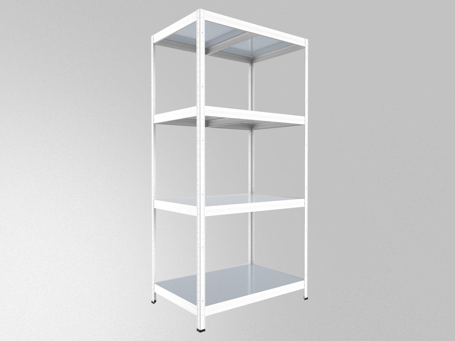 Kovový regál policový Biedrax 60 x 75 x 180 cm, biely - 4 police pozink