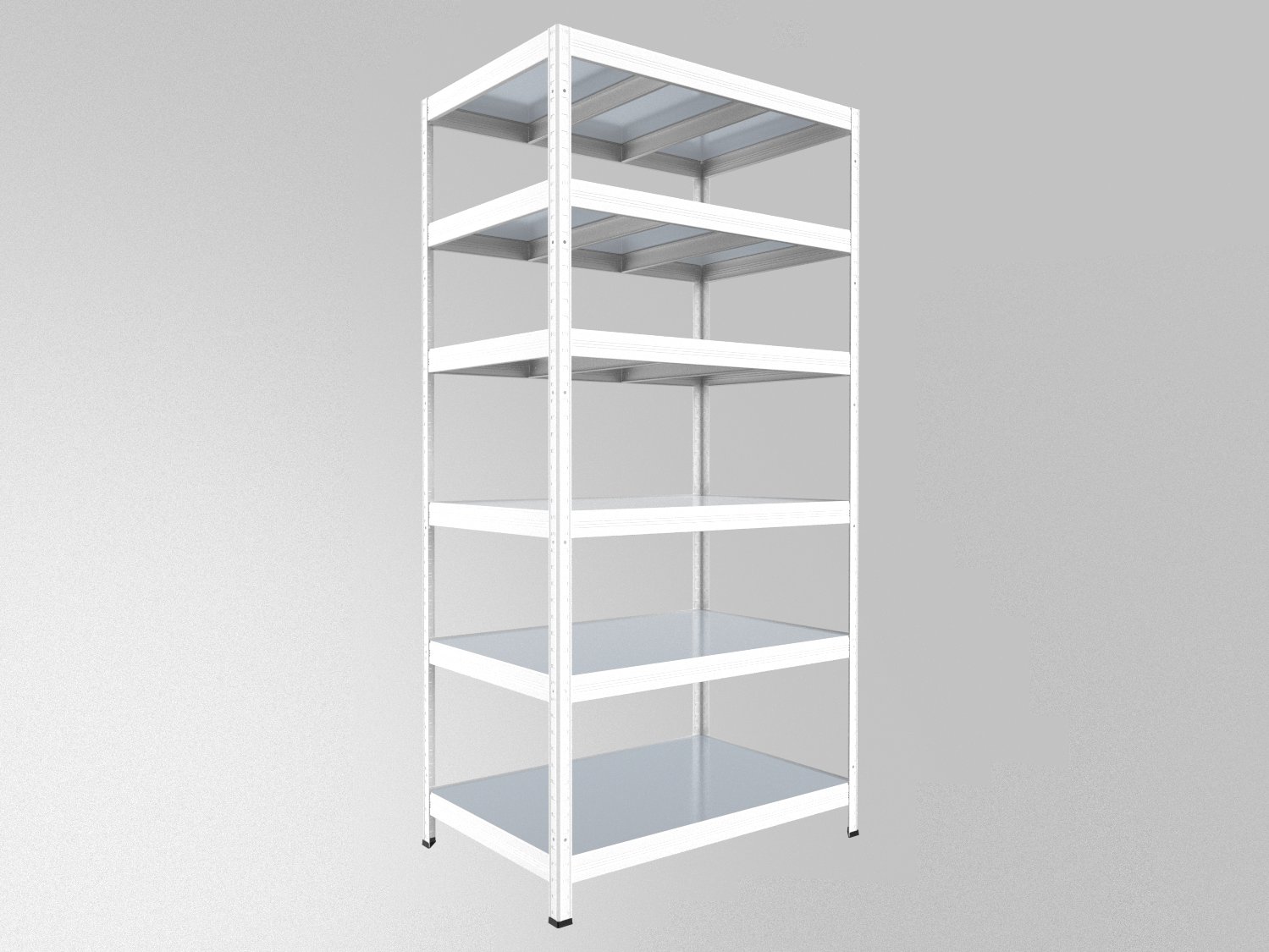 Kovový regál policový Biedrax 45 x 120 x 180 cm, biely - 6 políc pozink