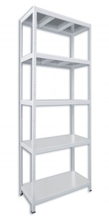 Kovový regál policový Biedrax 35 x 90 x 210 cm, biely - 5 políc pozink