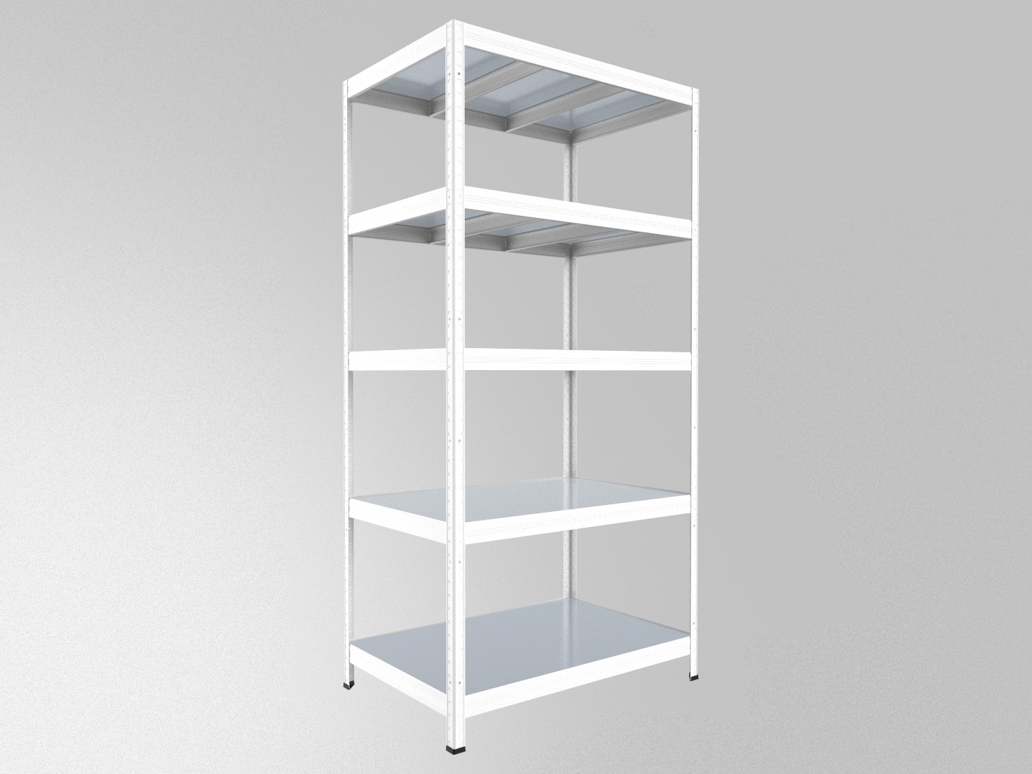 Kovový regál policový Biedrax 45 x 120 x 210 cm, biely - 5 políc pozink