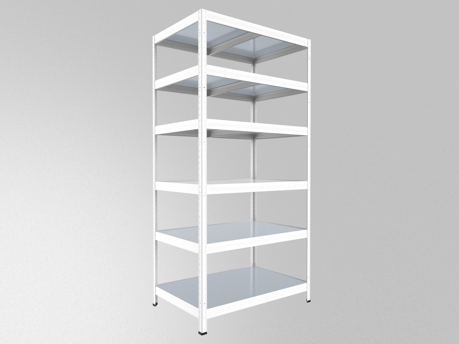 Kovový regál policový Biedrax 35 x 60 x 210 cm, biely - 6 políc pozink