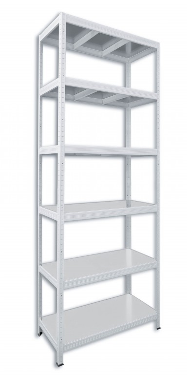 Kovový regál policový Biedrax 50 x 90 x 210 cm, biely - 6 políc pozink