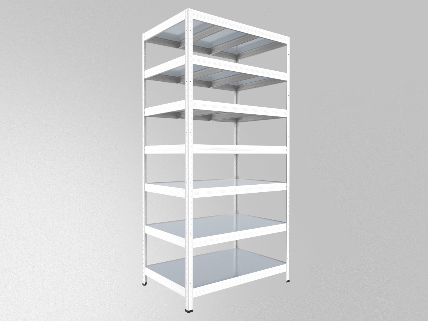 Kovový regál policový Biedrax 50 x 120 x 210 cm, biely - 7 políc pozink