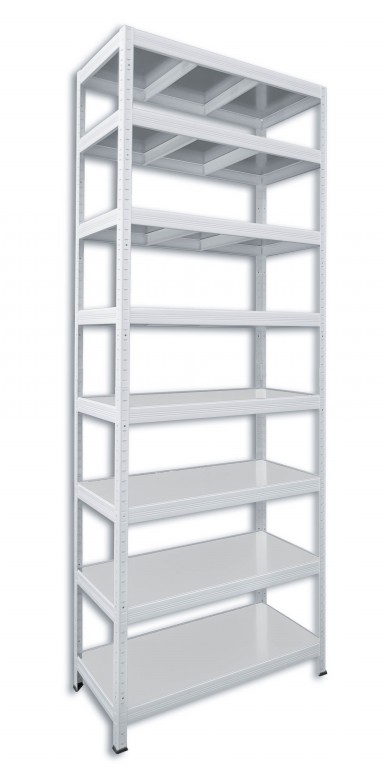 Kovový regál policový Biedrax 50 x 90 x 210 cm, biely - 8 políc pozink