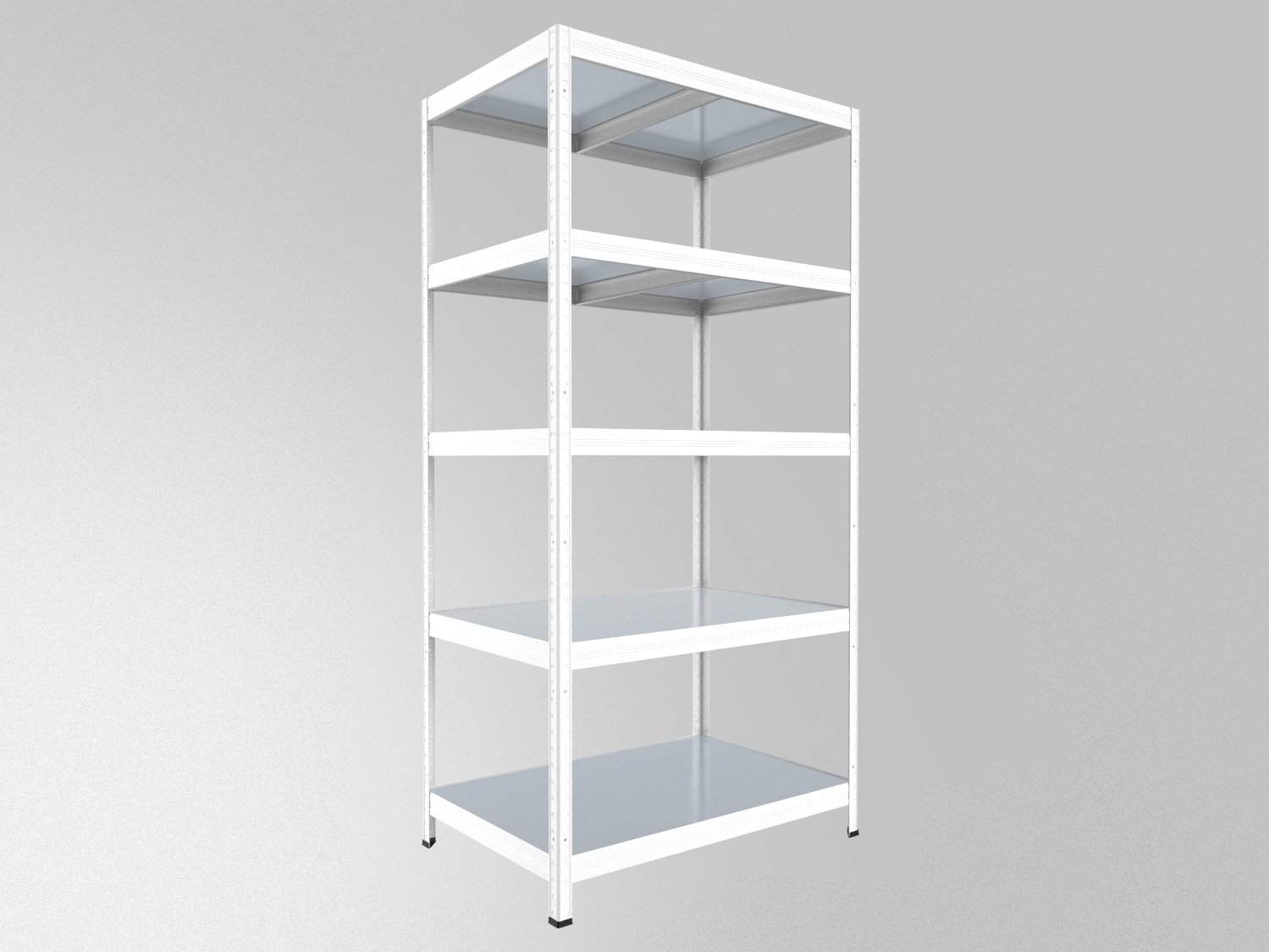 Kovový regál policový Biedrax 45 x 60 x 240 cm, biely - 5 políc pozink