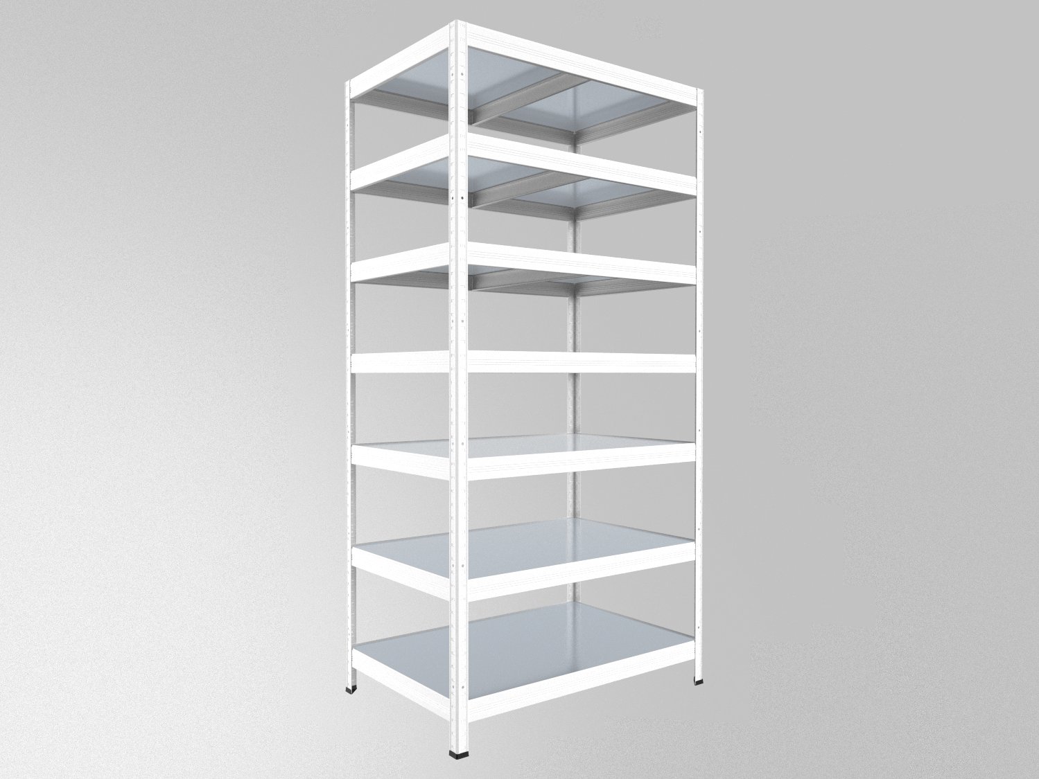 Kovový regál policový Biedrax 60 x 60 x 240 cm, biely - 7 políc pozink