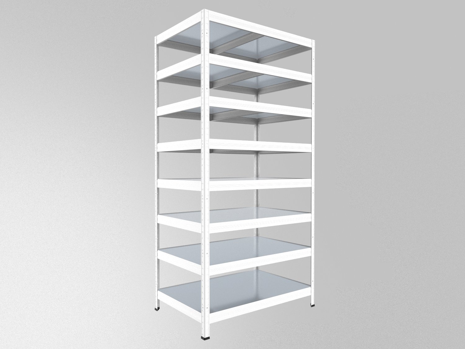 Kovový regál policový Biedrax 50 x 60 x 240 cm, biely - 8 políc pozink