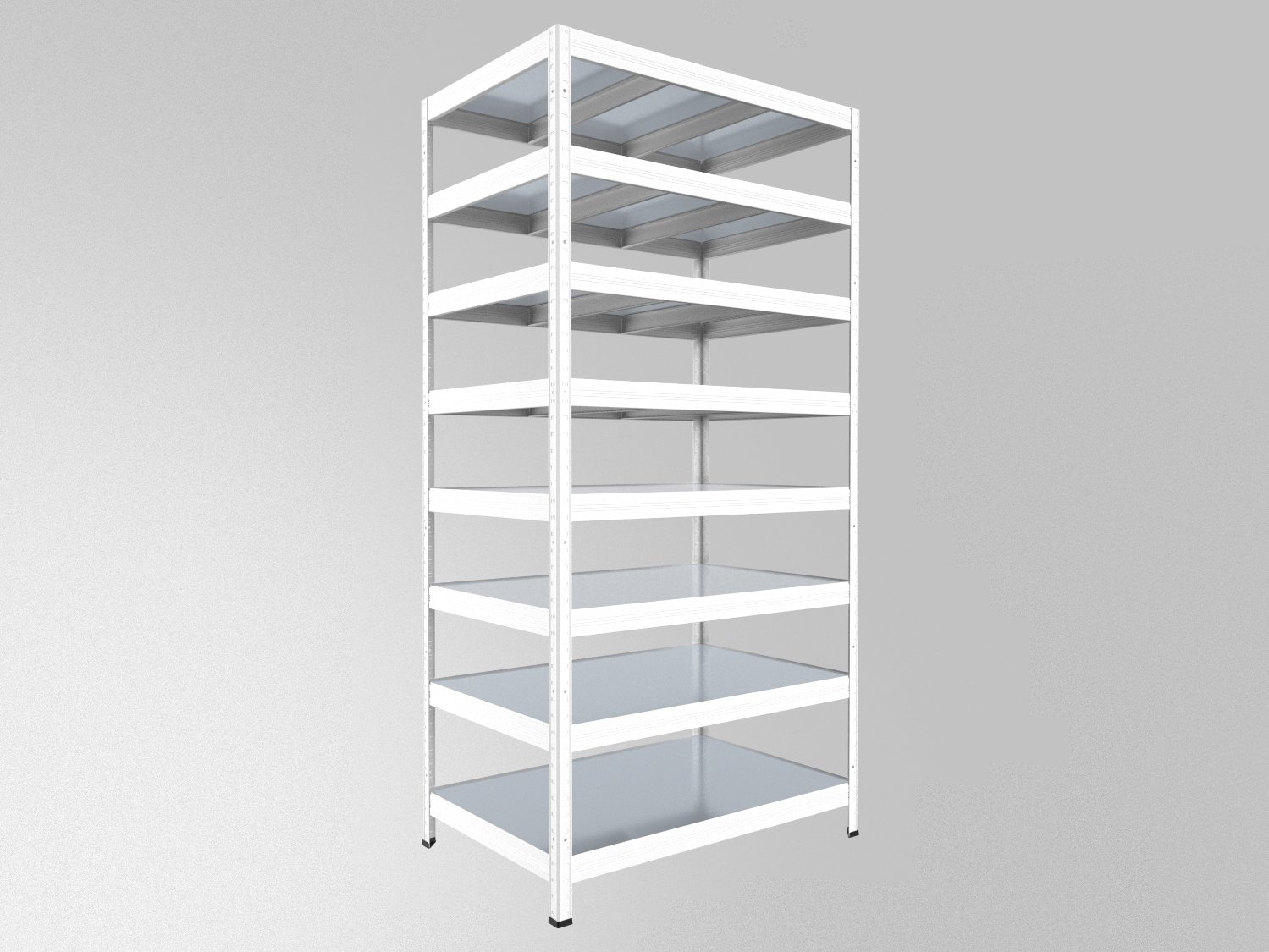 Kovový regál policový Biedrax 50 x 90 x 240 cm, biely - 8 políc pozink