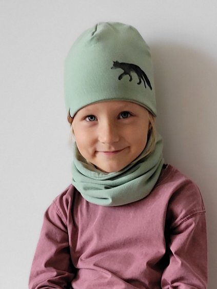 www slowfox cz detska divci chlapecka cepice zelena potisk liska 3