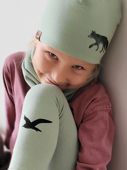 www slowfox cz detska divci chlapecka cepice zelena potisk liska 1