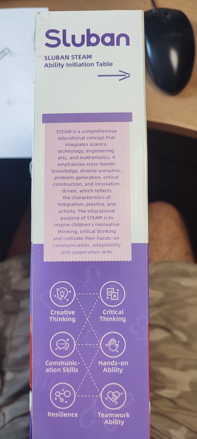 Označení Sluban STEAM na obalu stavebnice