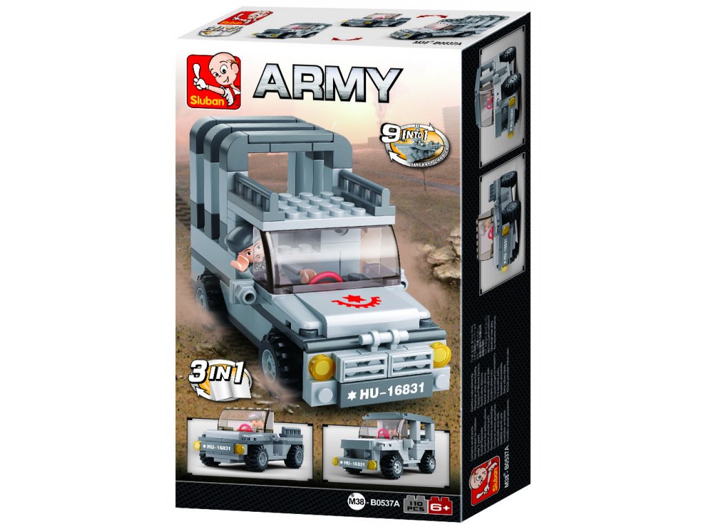Sluban Army 9into1 M38-B0537A Jeep 3v1