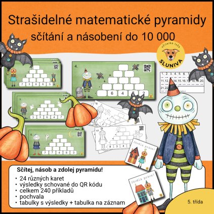 Strašidelné matematické pyramidy - sčítání a násobení do 10 000