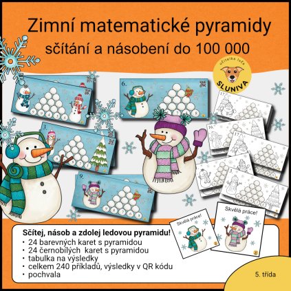 Zimní matematické pyramidy - sčítání a odečítání do 100 000