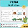 Čtení s porozuměním 1. třída – Najdi větu (4. sada)