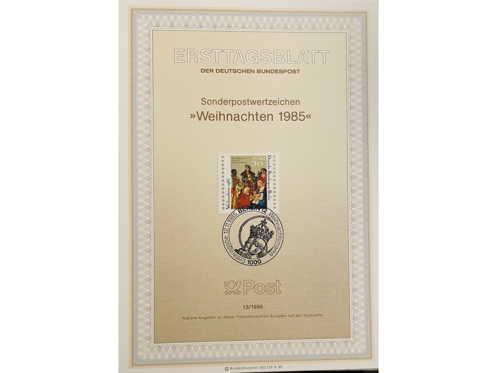 FDC - Ersttagsblatt Weihnachten 1985 - 1988