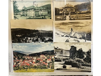 6 pohlednic lázně Jeseníky a Luhačovice