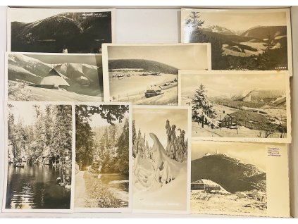 9 RPPC pohlednic Krkonoše - Československo