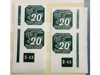 Poštovní známky Protektorát Čechy a Morava - zn. novinová NV16 - 20h vydání II. L a P roh. zn. s DZ 2 - 43 ** čisté