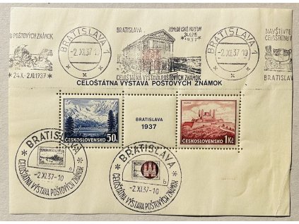 Poštovní známky Československo Výstava poštovních známek Bratislava 1937 - razítko