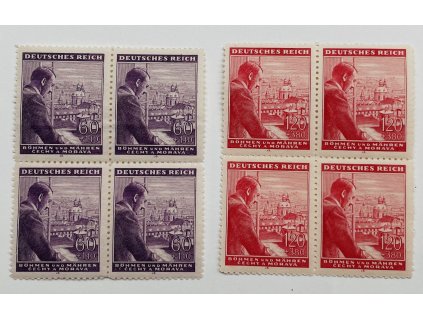 Poštovní známky Protektorát Čechy a Morava 54 narozeniny A.H. - sestava 2x 4blok ** čisté