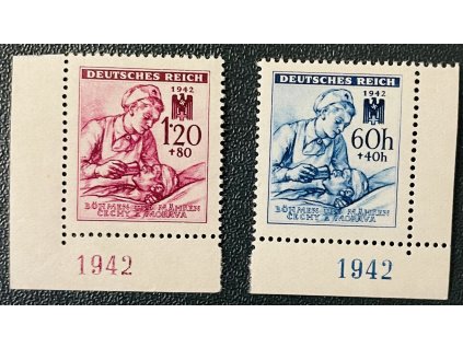 Protektorát Čechy a Morava - Německý červený kříž vydání III. roh zn. 100 PD s letopočtem 1942 a roh zn. 101 LD s letopočtem 1942 ** čisté