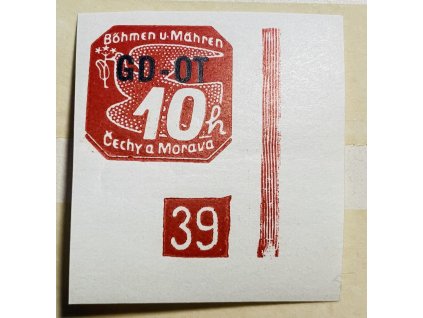 Poštovní známky Protektorát Čechy a Morava - zn. pro obchodní tiskoviny přetisk GD - OT PD roh. zn. DZ 39 ** čisté