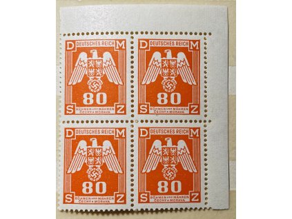 Poštovní známky Protektorát Čechy a Morava služební zn. SL17  PH roh. 4blok ** čisté