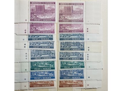 Poštovní známky Protektorát Čechy a Morava 16 zn. č. 36 -36a, 37 * typ I, 37a typ II **|***)- 40 s okr. a DZ * čisté **