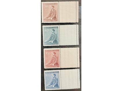 Poštovní známky Protektorát Čechy a Morava - zn. č. 74-77 A.H. 53 narozeniny A.H. L/P kupón čisté **