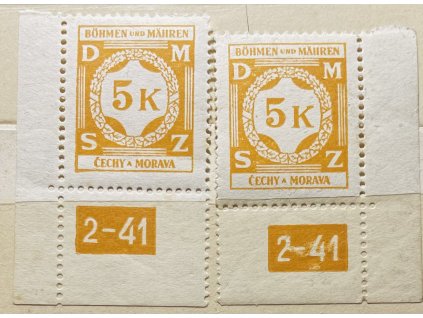Poštovní známky Protektorát Čechy a Morava Služební známka SL12 - 5 K - L a P roh. zn. s DČ 2-41
