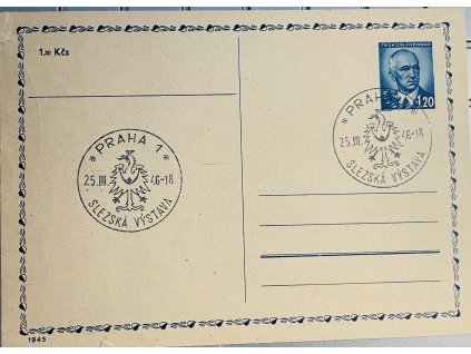 CDV 83 Dopisnice s razítkem Slezské výstavy 25. 3. 1946