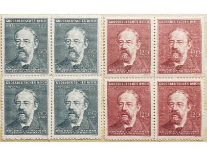 Poštovní známky Protektorát Čechy a Morava - 60 výročí úmrtí B. Smetana - zn. č. 118 - 119 - 4blok ** čisté