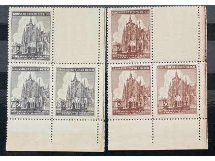 Poštovní známky Protektorát Čechy a Morava - zn. č. 120 - 121 sestava VK-2 výročí 600 let Chrám sv. Víta